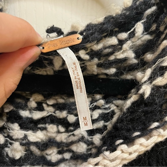 Free People Black White Moon Pattern Cardigan Hooded Sweater Coat Long Jacket M - Picture 4 of 8